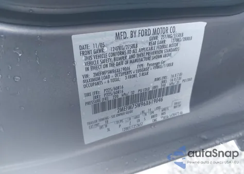 2006 Mercury Grand Marquis Ls from USA, damaged, VIN 2MEFM75W96X619046